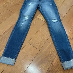 KanCan Dark Blue Distressed Ankle Jeans
